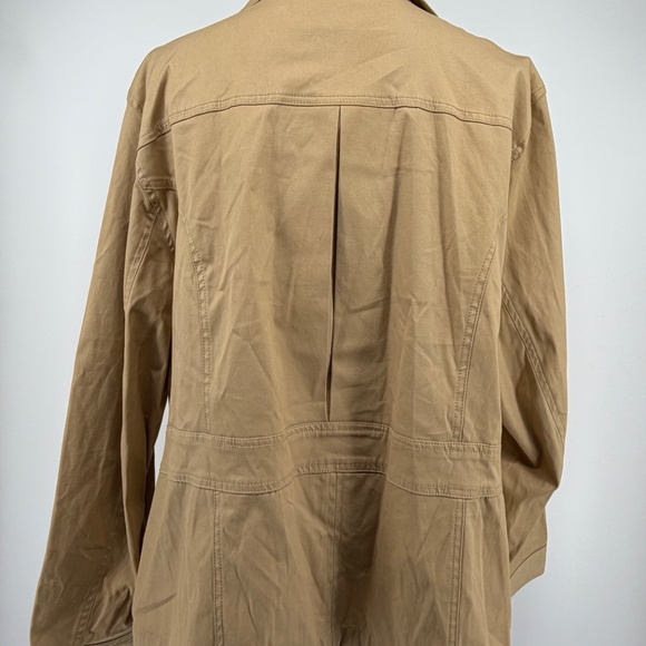 Lane Bryant Womens Utility Jacket 22/24 Button Collared Shacket Cotton Field Tan - Picture 4 of 13